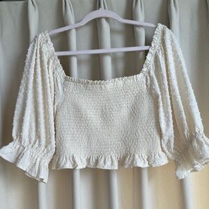 Francesca’s smocked cream puff sleeve top